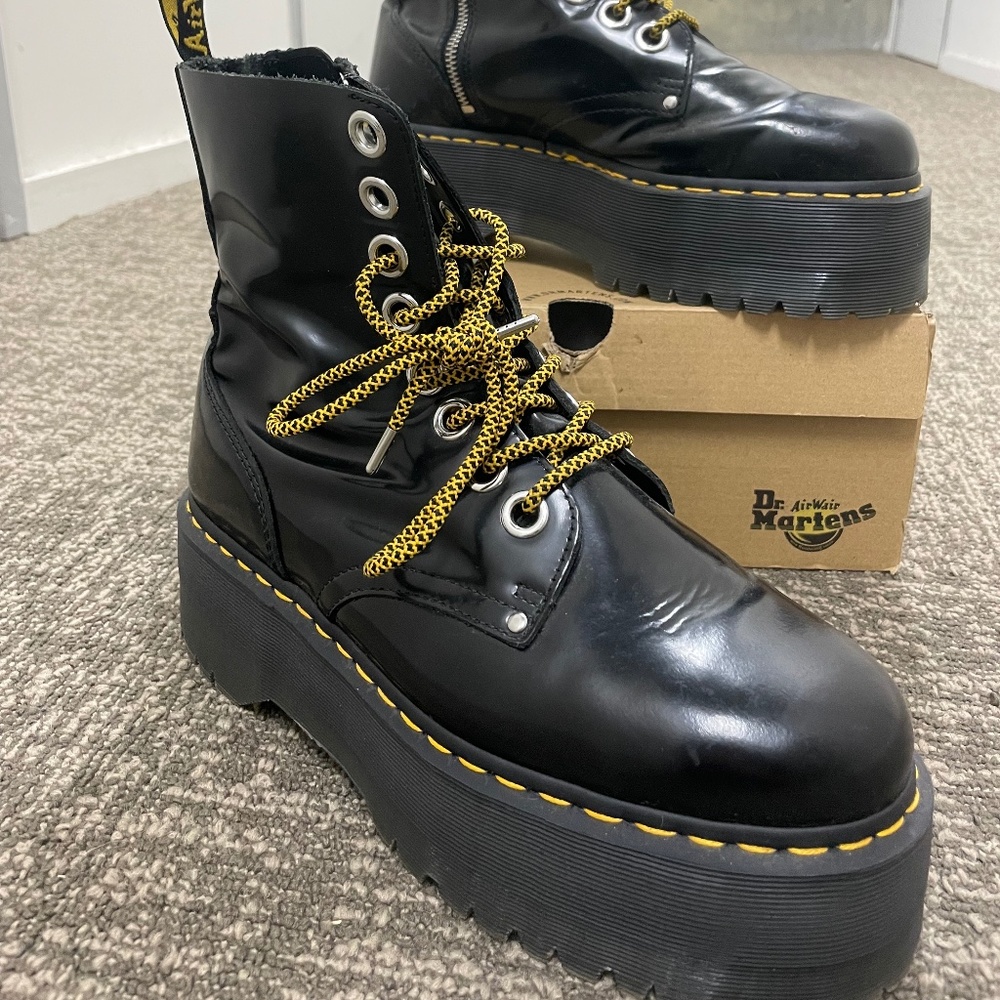Dr. Marten's Jadon Max Platform Boots, Black Leather, US Women's size 10